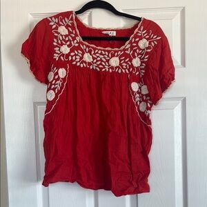 Embroidered Red Blouse